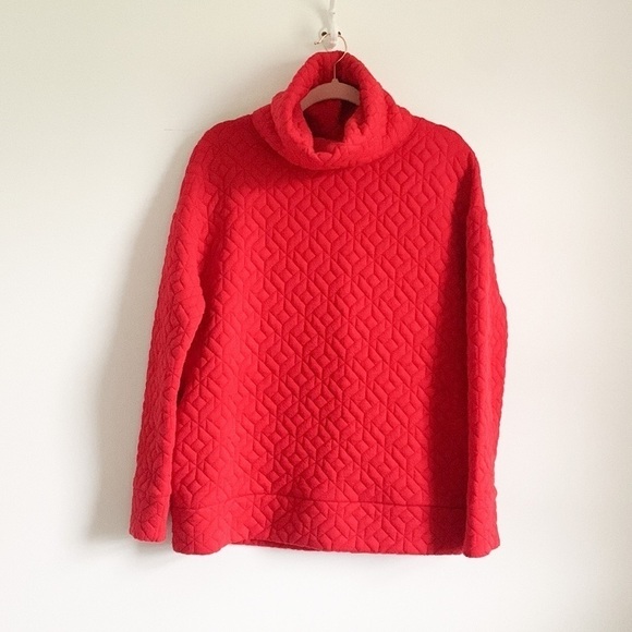 Gap Fit Red Thick Quilted Cowl Funnel Neck Oversized pullover Small - Picture 4 of 8